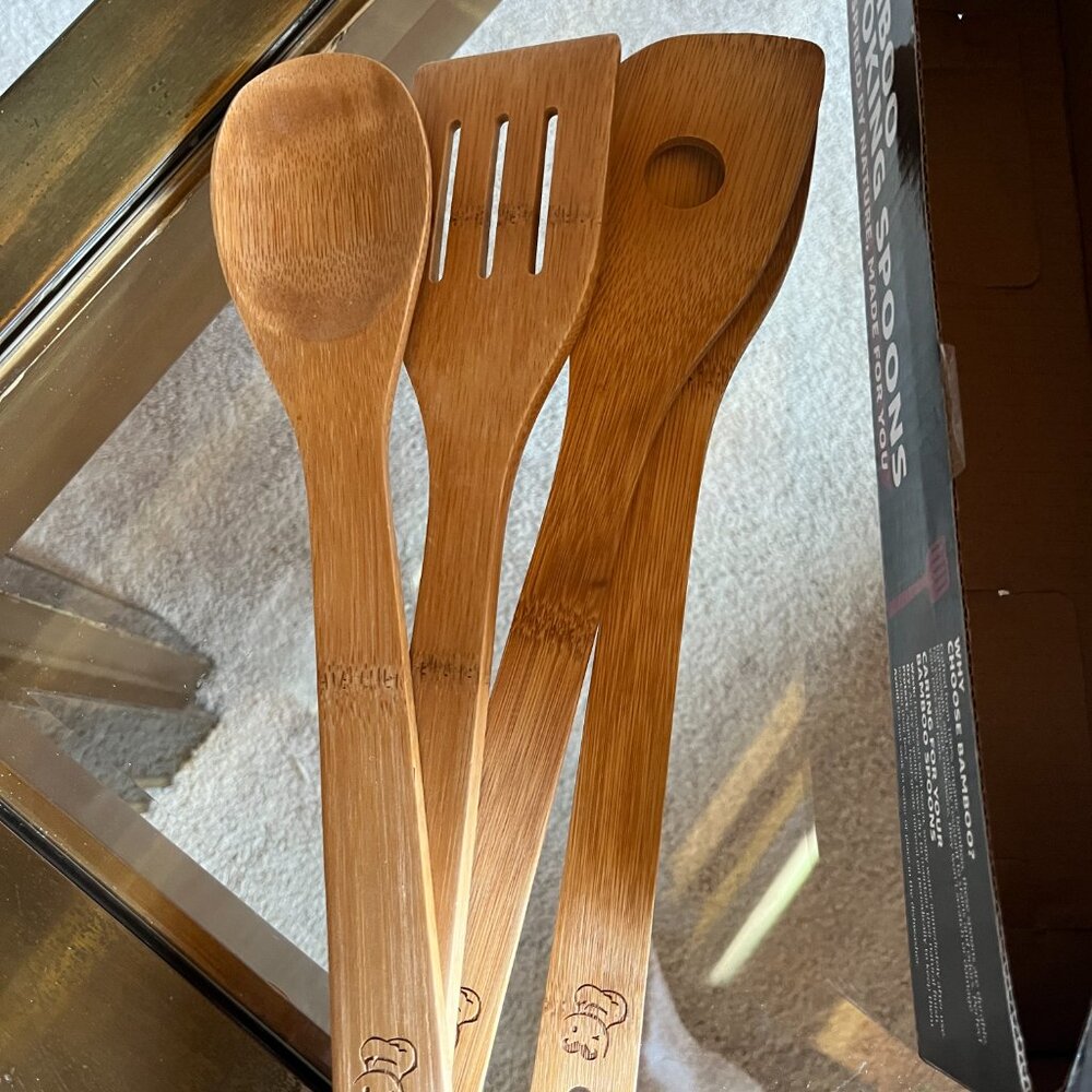 Bamboo Cooking Spoons Eco Friendly Kitchen Utensils (Set‎ of 4/ new) - Picture 2 of 9